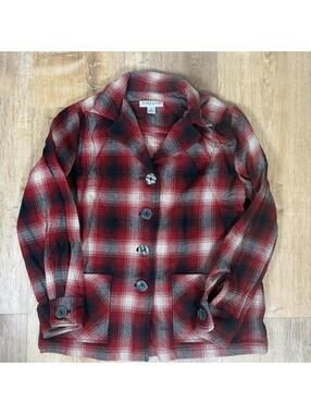 90s Pendleton Plaid Button-Up – Red (Women’s M)